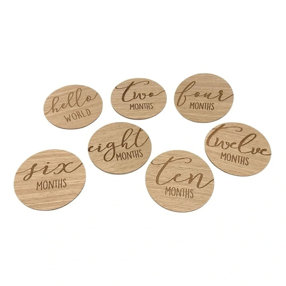 Wooden Baby Monthly Milestone Marker Discs for Photos